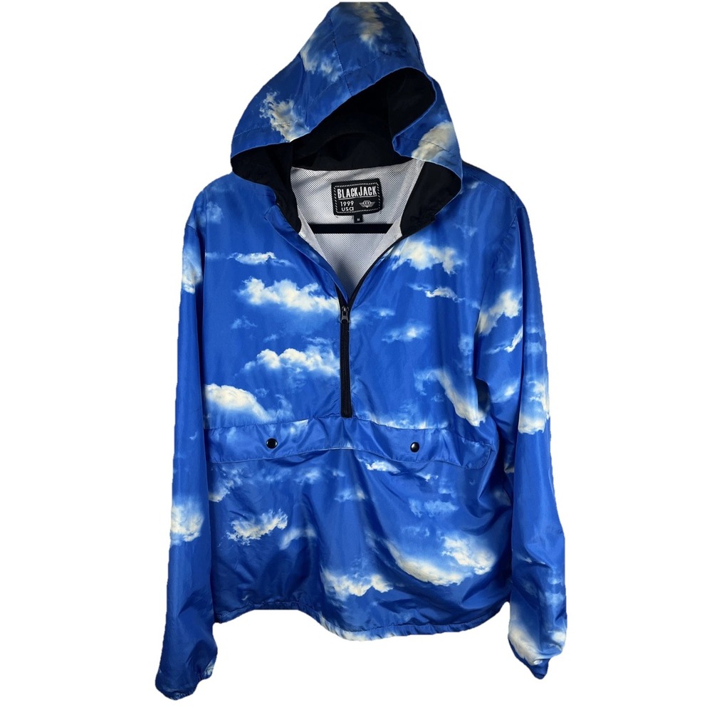 Vintage 1999 Black‎ Jack 1/4 Zip Sky Blue With Clouds Women's Medium